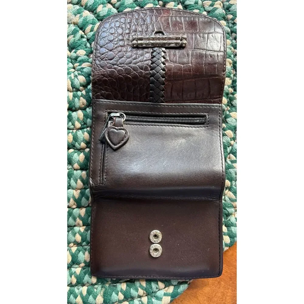 Brighton Vintage Leather Croc Wallet